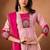 Pink & rani pink embroidered straight kurti palazzo set with dupatta