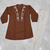 Chocolate brown embroidered short tunic kurti with off-white bottom set