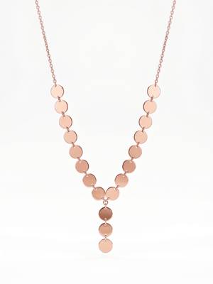 925 Sterling Silver Rose Gold Plated Disc Link Y Necklace Set  for Women 2