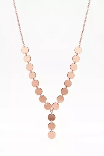 925 Sterling Silver Rose Gold Plated Disc Link Y Necklace Set  for Women