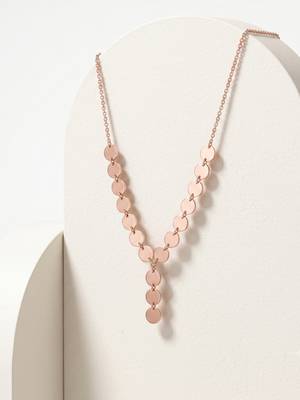 925 Sterling Silver Rose Gold Plated Disc Link Y Necklace Set  for Women 3