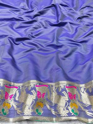 rama zari woven baluchari traditional saree with blouse piece 4