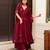 Maroon rayon cotton embroidered kurta palazzo set with digital print organza silk dupatta