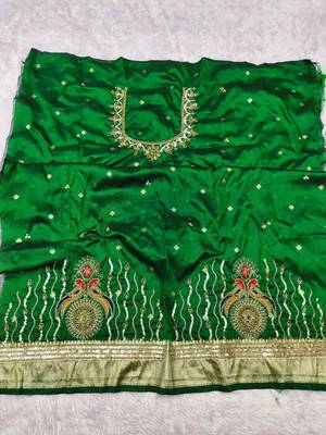 light purple purple zari woven paithani silk blend  traditional saree with beads embroidery blouse piece 4