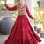 Maroon rayon kutchi gamthi thread embroidered mirror work  flair gown