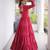 Maroon rayon kutchi gamthi thread embroidered mirror work  flair gown