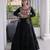 Black rayon kutchi gamthi thread embroidered mirror work  flair gown