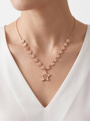 925 Sterling Silver Rose Gold Plated Celestial Charm Star Pendant Necklace  Set for Women 1