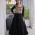 Black rayon kutchi gamthi thread embroidered mirror work  flair gown
