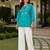 Sky embroidered short tunic kurti with off-white bottom set