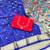 navy blue zari woven paithani silk blend  traditional saree with beads embroidery blouse piece