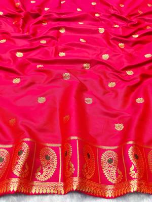 mehendi zari woven banarasi silk blend traditional saree with blouse piece 4