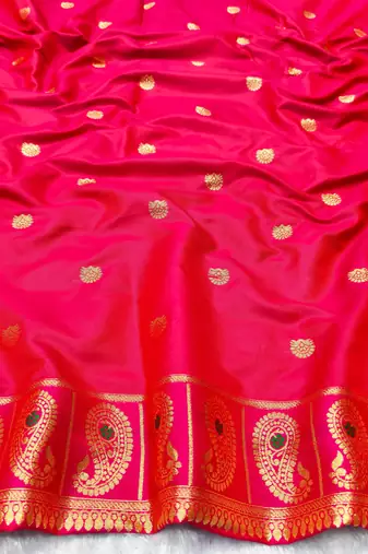 mehendi zari woven banarasi silk blend traditional saree with blouse piece