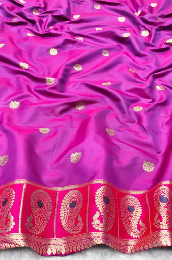 rama zari woven banarasi silk blend traditional saree with blouse piece