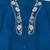 Teal embroidered short tunic kurti with off-white bottom set