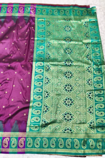 wine zari woven banarasi silk blend traditional saree with blouse piece