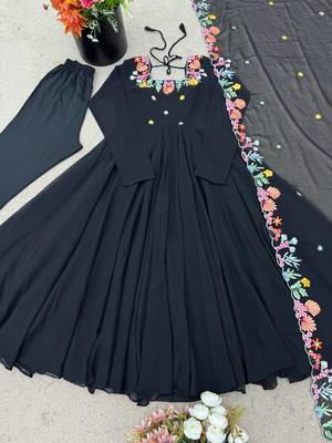 Black Color Designer Anarkali Gown Suit Set Festival Wear Suit Set 3
