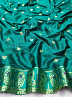 wine zari woven banarasi silk blend traditional saree with blouse piece 4