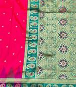 pink zari woven banarasi silk blend traditional saree with blouse piece