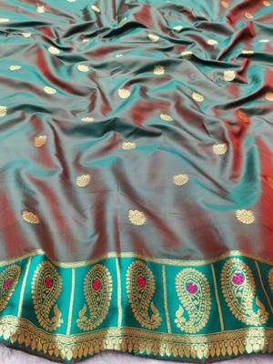 pink zari woven banarasi silk blend traditional saree with blouse piece 2
