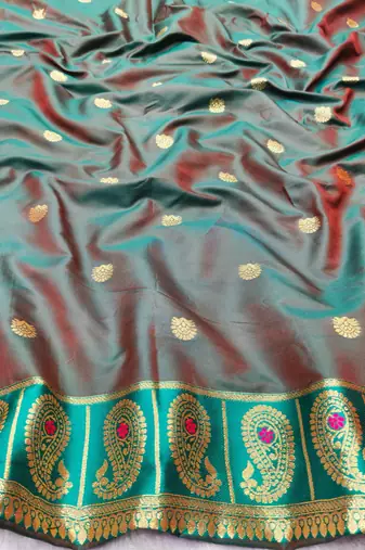pink zari woven banarasi silk blend traditional saree with blouse piece