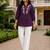 Wine embroidered short tunic kurti with off-white bottom set