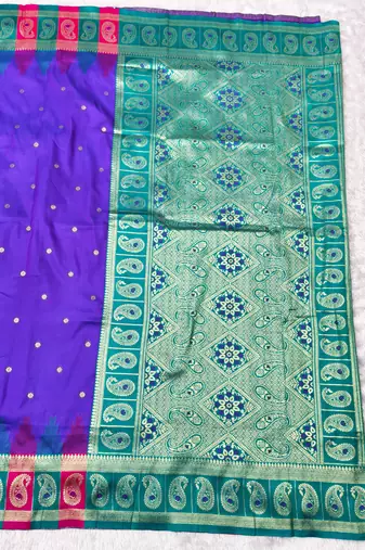purple zari woven banarasi silk blend traditional saree with blouse piece