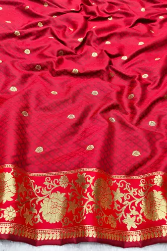 firozi zari woven banarasi silk blend traditional saree with blouse piece