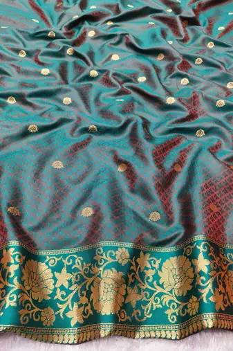 pink zari woven banarasi silk blend traditional saree with blouse piece