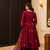 Maroon rayon cotton embroidered kurta palazzo set with digital print organza silk dupatta