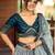 blue sequins chinon lehenga set choli with dupatta