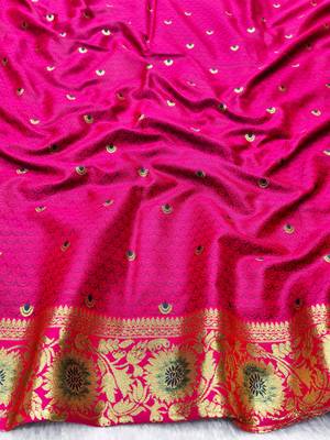 firozi zari woven banarasi silk blend traditional saree with blouse piece 4