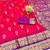 pink zari woven banarasi silk blend traditional saree with blouse piece