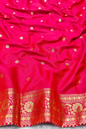 mehendi zari woven banarasi silk blend traditional saree with blouse piece