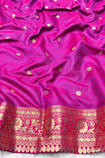rama zari woven banarasi silk blend traditional saree with blouse piece