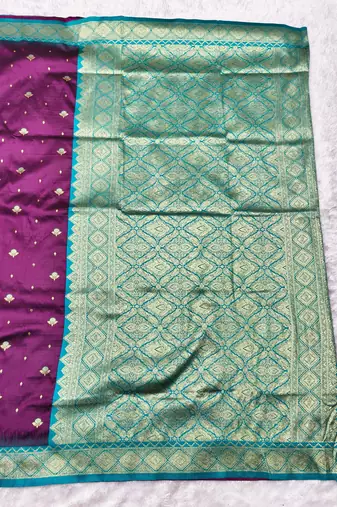wine zari woven banarasi silk blend traditional saree with blouse piece