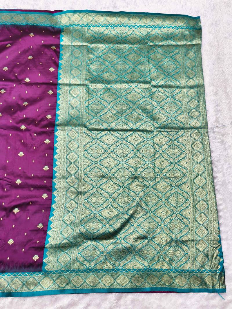 wine zari woven banarasi silk blend traditional saree with blouse piece