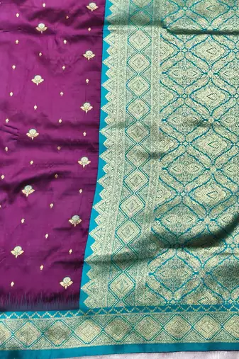 wine zari woven banarasi silk blend traditional saree with blouse piece