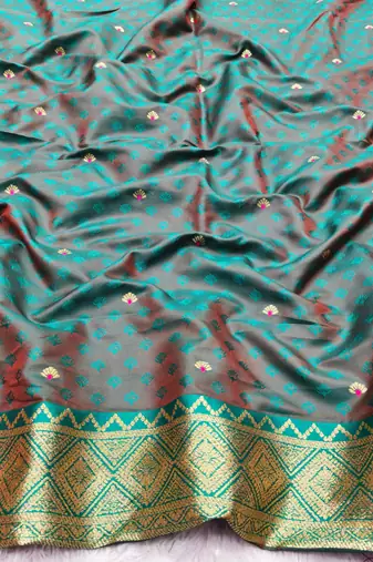 pink zari woven banarasi silk blend traditional saree with blouse piece