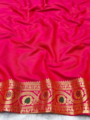 mehendi zari woven banarasi silk blend traditional saree with blouse piece 4
