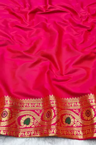 mehendi zari woven banarasi silk blend traditional saree with blouse piece