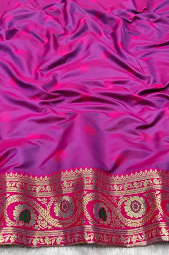 rama zari woven banarasi silk blend traditional saree with blouse piece