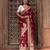 Maroon embroidered pure chiffon saree