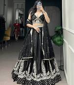 Black Naysha silk blend Heavy Embroidered Party Wear Lehenga Choli with Net Dupatta