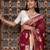 Maroon embroidered pure chiffon saree