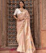 Pink embroidered pure chiffon saree