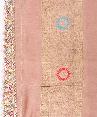 Pink embroidered pure chiffon saree 3