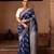 Blue embroidered pure katan silk saree