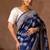Blue embroidered pure katan silk saree