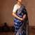 Blue embroidered pure katan silk saree